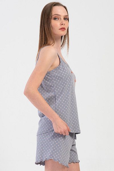 VİENETTA Cotton Women's Rope Strap Shorts Pajama Set, 409016