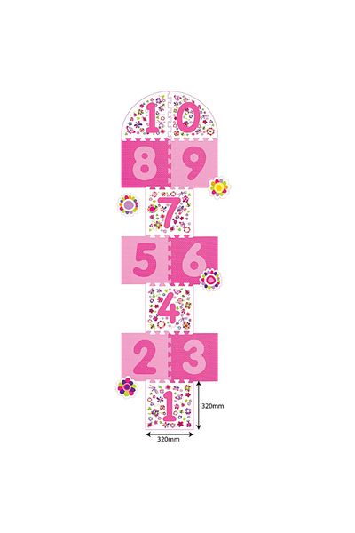 LUDIRO EVA Foam Puzzle Mat for Children, Set of 11 Educational Pieces with Sotron Game, Pink White