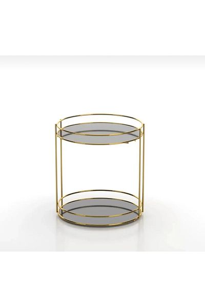Silkyreal Two-Tier Round Gold Coffee Side Presentation Makeup Organizer