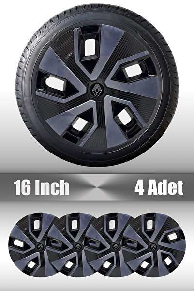 FRWY Renault Clio 4 Megane 4 Uyumlu 16'' İnç Siyah Füme Esnek Kırılmaz Jant K...