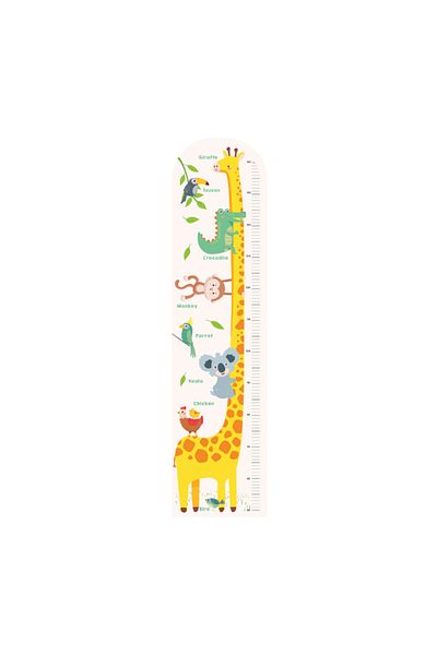 LUDIRO Rigla de Crestere Copii Ludiro, Design cu Girafa & Animale Safari, Non-toxic, Autoadeziv, 123×30 Cm