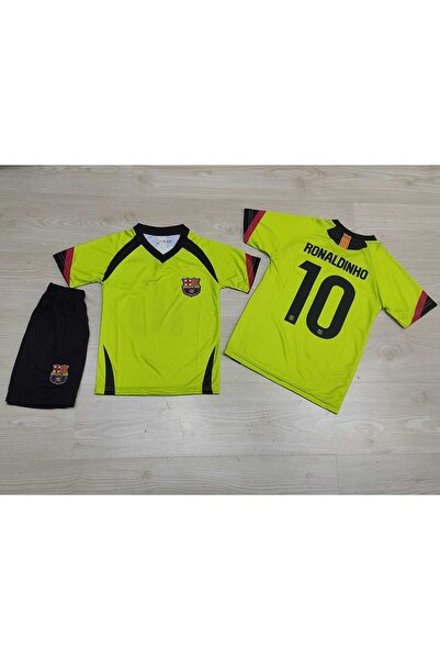 FEEL STYLE F.C B.a.r.c.e.l.o.n.a Ronaldinho Nostalji çocuk forması 3'lü Set (Neon)