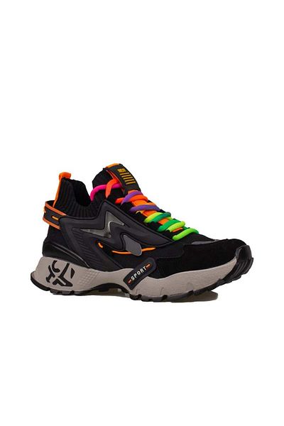Trend Adımlar Black Women's Colorful Rubber High Top Light Padding Sneaker