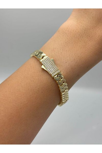 MyladyAccessoriess Zircon Stone Detail Chain Steel Bracelet