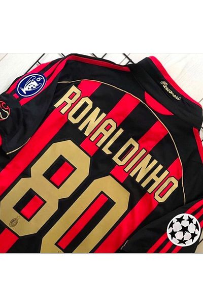 MONTENERO Multicolour A.C. Milan 2009/2010 Season Ronaldinho Nostalgia Jersey