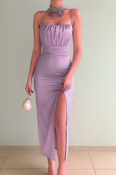 EMAYS DESIGN Σατέν φόρεμα με λεπτό λουράκι στήθος Dusty Rose 583217