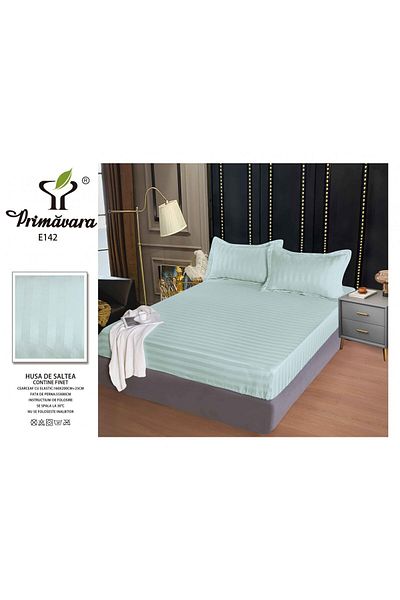 FIONNA.RO Satin Damask Duvet Cover 160x200cm - Light Green