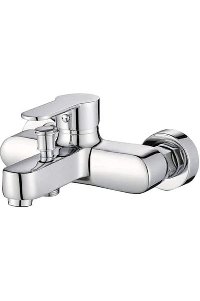 fitto Bathroom Sink Mixer with Hand Shower, Brushed Silver Finish, Wall Mounted, Brass Construction,