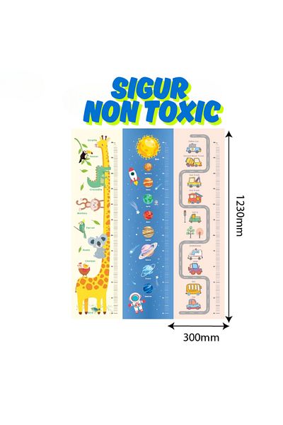 LUDIRO Rigla de Crestere Copii Ludiro, Tematica Spatiu si Planete, Non-toxic, Autoadeziv, 123×30 Cm