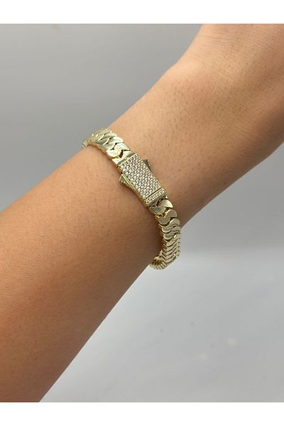 MyladyAccessoriess Zircon Stone Detail Chain Steel Bracelet