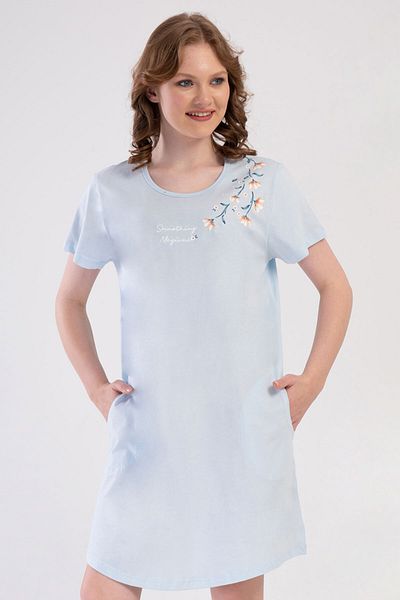 VİENETTA Cotton Women's Plus Size Short Sleeve Nightdress, 409203