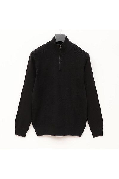 Dio Rise Men's Unlined Long Sleeve Slim Polo Neck Sweatshirt - 189023 - Black