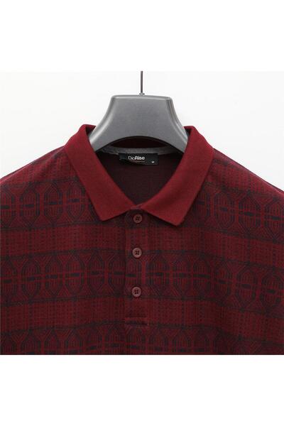 Dio Rise Men's Polo Neck Long Sleeve Slim T-Shirt - (M-2Xl) - Dij-2402 - Claret Red