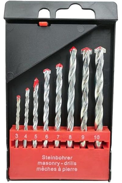 Generic 8Pcs Steinbohrer Masonry Drill Bit Set, Used for Concrete, Brick, Tile, 1/8" to 3/8" (3 4 5 6 7 8 9
