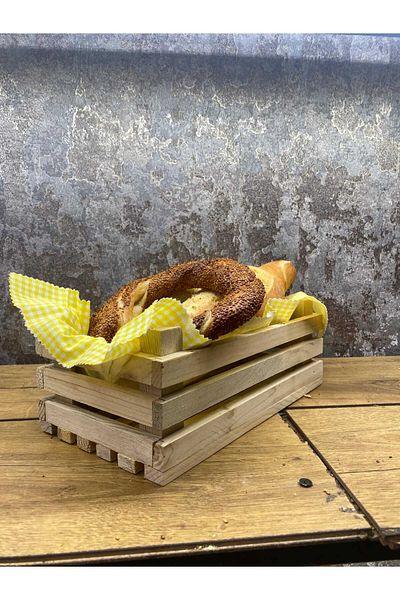 Germenicia Rustic Wooden Bread Presentation Case – Bagel & Bread Tray 30 X 20