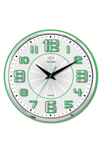 dojana Round Analog Wall Clock White/Green