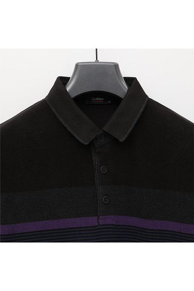 Dio Rise Men's Polo Neck Knitwear Long Sleeve Slim T-Shirt - (M-2Xl) - Dsr-2202 - Black - Marine
