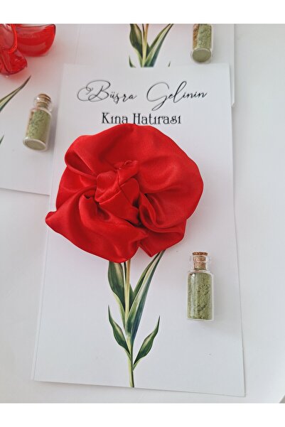 Yakamoz Style Kına gecesi hediyelik saten toka ve kına cam tüp 15 adet