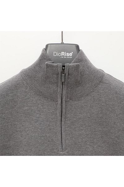 Dio Rise Men's Long Sleeve Slim Zip Collar Sweater - 189008 - Gray Melange