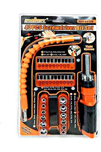 HORUSDY 43 Piece Flexible Screwdriver Bit Set Orange Colour