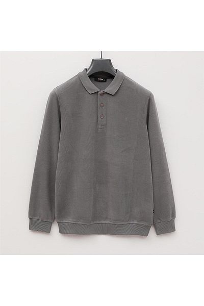 Dio Rise تي شيرت رجالي بأكمام طويلة وياقة بولو - (M-2XL) - DS-2001 - فضي