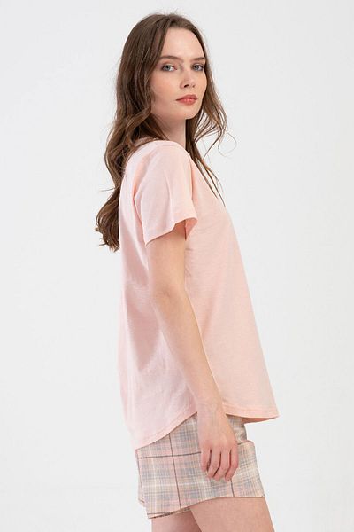 VİENETTA Cotton Women's Short Sleeve Shorts Pajamas Set, 408489