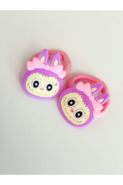 PURPLE'S BİR TUTAM MUTLULUK Labubu Figured Bow Detailed Mini Towel Baby Kids Rubber Buckle