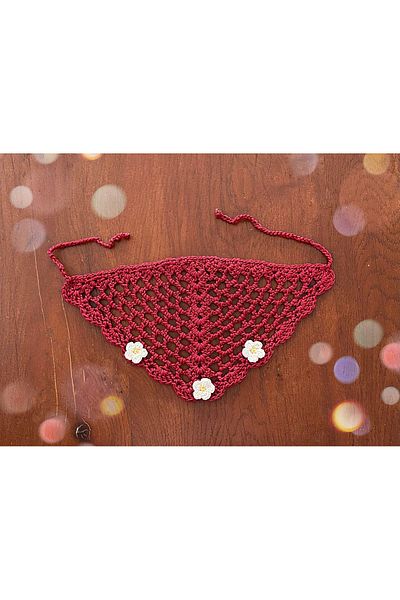 yucin Handmade Red Macrame Bandana – Bohemian Accessory with Flower Motif