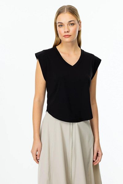 On Fashion Blouse V-Neck Short Sleeve Hem Oval
