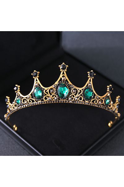 Choice Green Silver Color Crown and Tiara Wedding Hair Accessories For Women Crown For Bridal Crystal Rhin