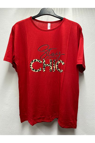 Şen Women's Mother Short Sleeve Stone Printed Combed T-Shirt Bluz
