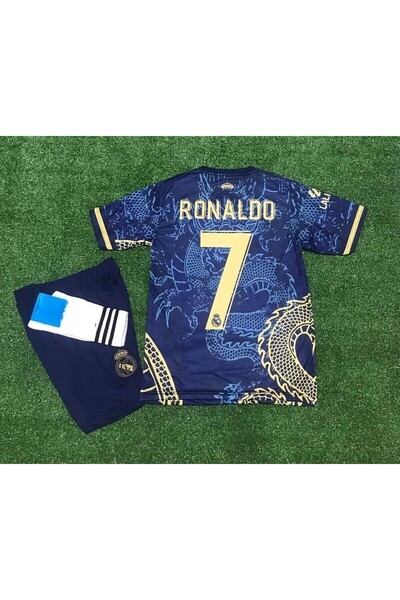 MONTENERO R.Madridd 2023/24 Season Dragon Pattern Cristiano Ronaldo Children's Jersey Set of 3 (Brda)