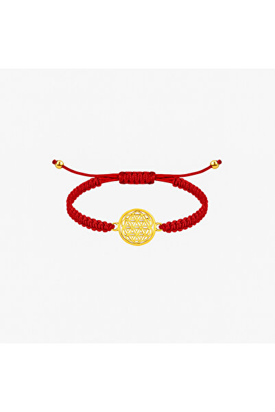 BIJUTERI Gold YAŞAM ÇİÇEĞİ figürlü kırmızı bileklik