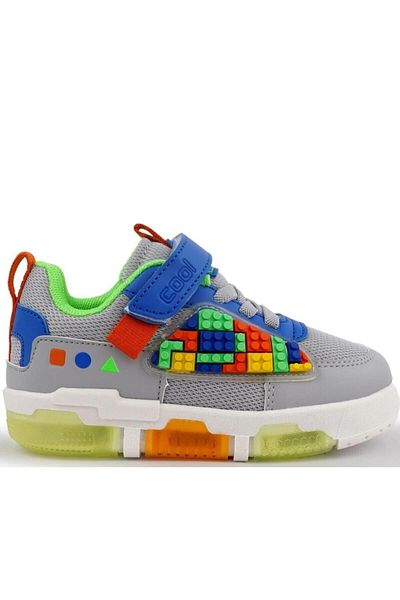 Cool Legos-Bebe 22/25 Kids Lighted Sole First Step Sneaker Sports Velcro Shoes