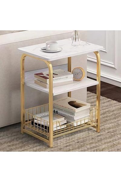 Türkiye End Table Sofa Side Table Bedside Desk Nightstands Small Coffee Table with Storage Basket for Livin