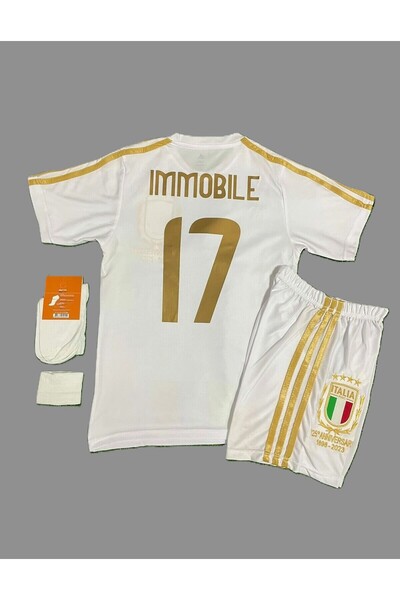 BYSPORTAKUS Ciro İmmobile İtalya 2023-24 Sezonu Milli Takım Çocuk Forması 4'l...