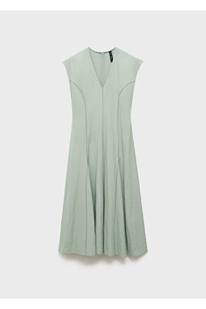 MANGO Woman V yaka dikiş detaylı elbise