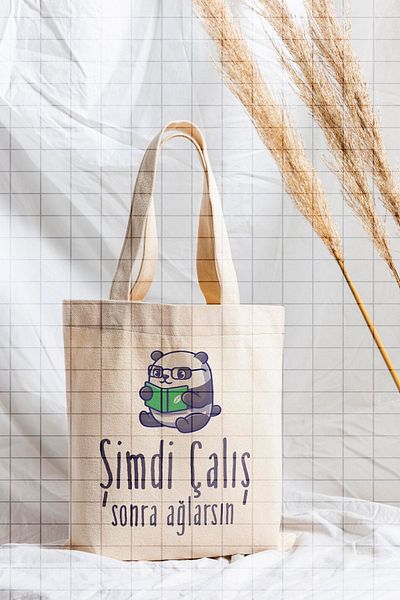 ÇELİKLER HEDİYE Work Now Cry Later Little Panda Printed Cloth Bag