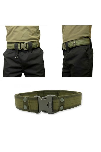 Hipolar Tactical Military Combat Belt, Adjustable with 3-Point Attachment, Kaki, 130 cm