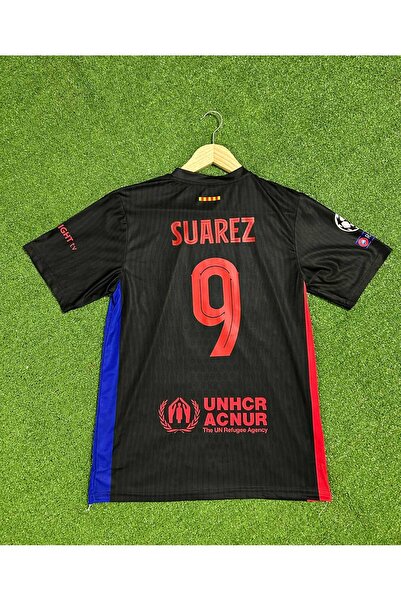 Lion Spor قميص برشلونة للموسم الجديد لويس سواريز للبالغين (أسود)