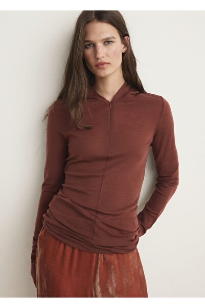 MANGO Woman Kapüşonlu yün tişört