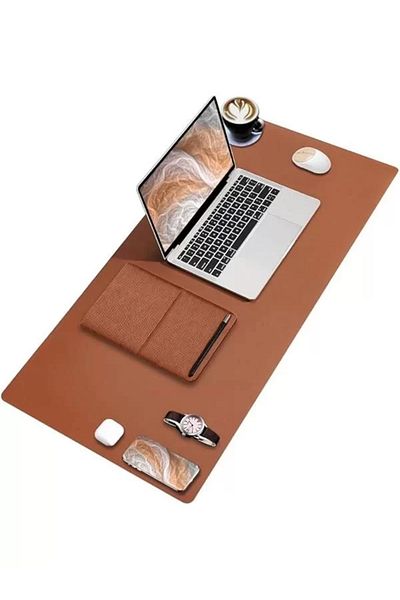 Mu Art Ahşap Pu Leather Mouse Pad Stitched Edge Durable Oversized Bidirectional Use Office Table Mat