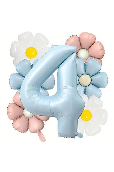 DÜVENCİ TİCARET Daisy Foil Balloon Age Birthday Balloon Set of 7