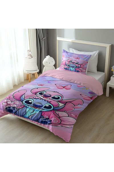 Şen Dekorasyon Sti̇tch Pink Children's Bedding Set