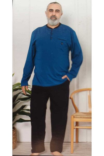 KAPİTEX Set pijamale pentru bărbați din bumbac cu mâneci lungi, mărime mare 5841