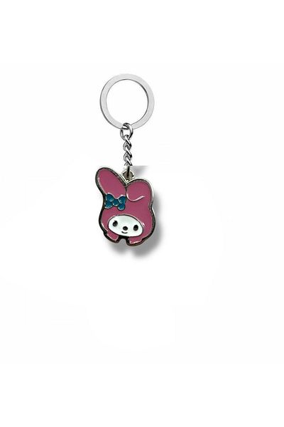 Herşey Nota Anime Melody & Kuromi Pink Figured Metal Keychain – Cute Accessory with Zamak Plating in Kawaii Style