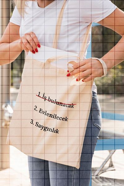ÇELİKLER HEDİYE Looking for a Job, Get Married, Respect Printed Cloth Bag