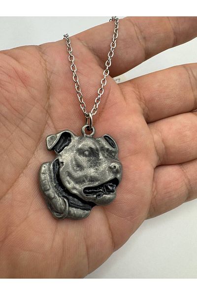 Herşey Nota Unisex Necklace with Pitbull Dog Figure – 60 cm Zinc Alloy Plated Symbol of Strength and Loyalty Metal Jewelry