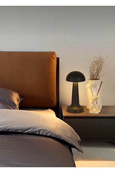 CEZVE HOME Dokunmatik Şrjlı 3 Kademeli Işıklı Gece Lambası Usb Girişli Metal Mantar Gece Lambası