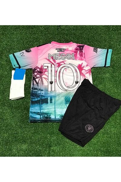 MONTENERO Inter Miami 2024/25 New Season Lionel Messi Kids Jersey Set of 3 (City)